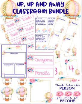 Hot Air Balloon Floral Classroom Decor Set EDITABLE By Designs By BD