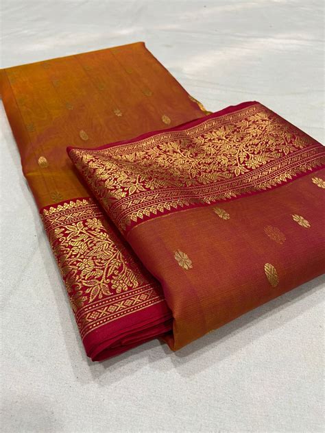 Buy Roof Terracotta Color Organza Chanderi Katan Silk Saree Zrk