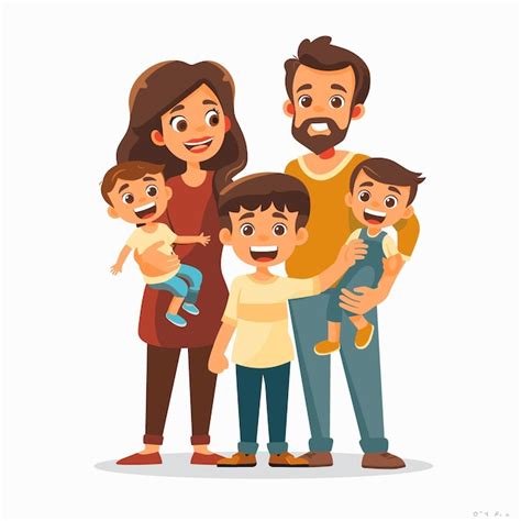 Familia feliz Padre madre hijo e hija Ilustración vectorial Vector