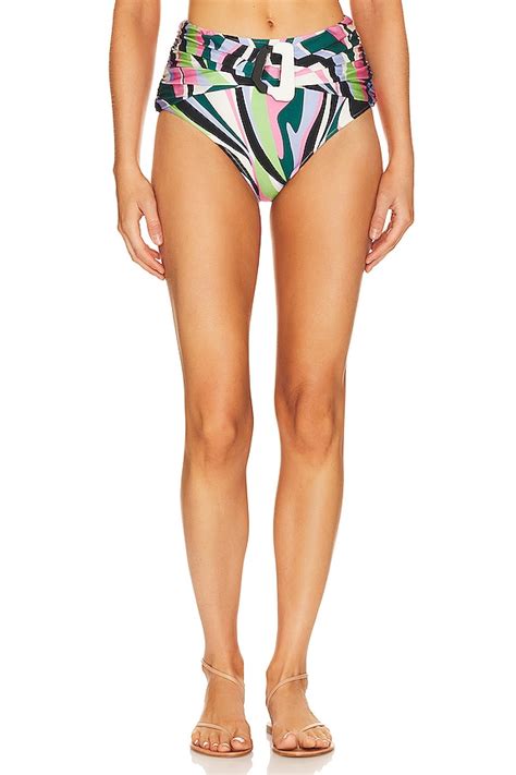 PatBO Delos High Waist Bikini Bottom In Black Multi REVOLVE