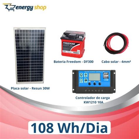 Kit Energia Solar OFF Grid até 108 Wh Dia Resun