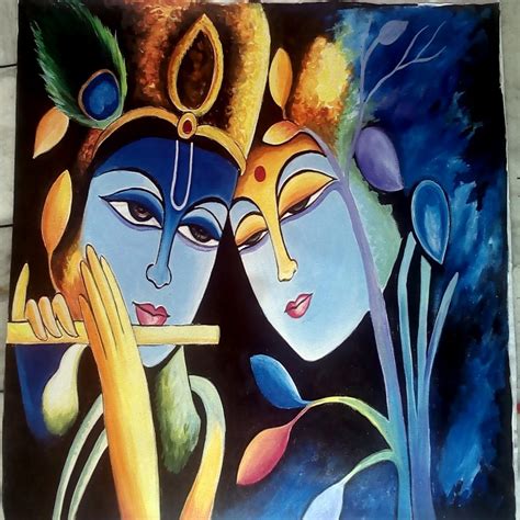 Radha Krishna Handmade Oil Painting On Canvas