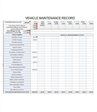 Vehicle Maintenance Log - 7+ Free PDF, Excel Documents Download | Free ...