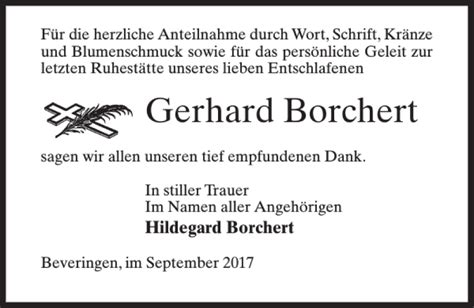 Traueranzeigen Von Gerhard Borchert Trauer Anzeigen De