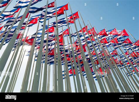 Group Of Cuban Flags In The Wind Stock Photo Alamy