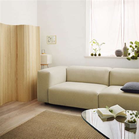 Soft Modular Sofa Three Seater Iroko Cream Vitra By Jasper