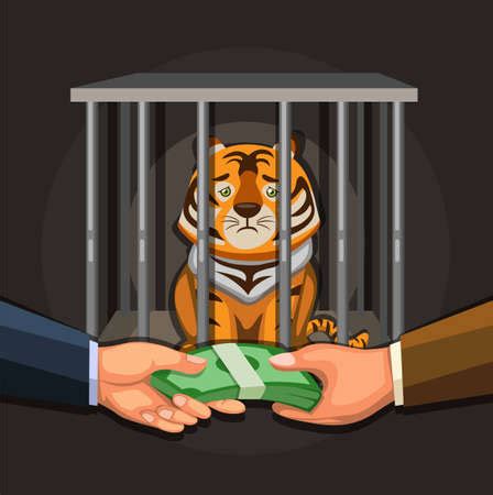 Wildlife Trade Illegal Business People Selling Tiger Illustration