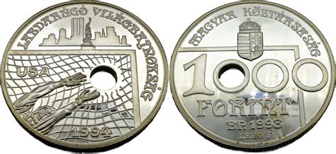 Ungarn 1000 Forint 1993 FIFA Fußball Weltmeisterschaft 1994 Polierte