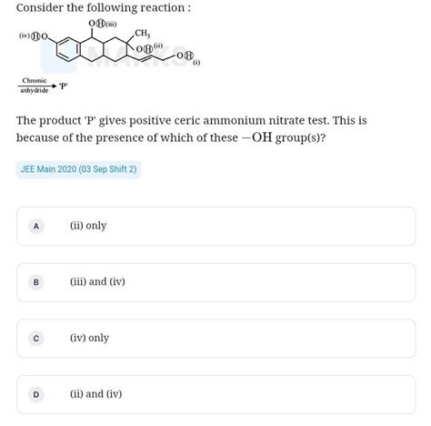 Consider The Following Reaction Iv The Product P Gives Positive C