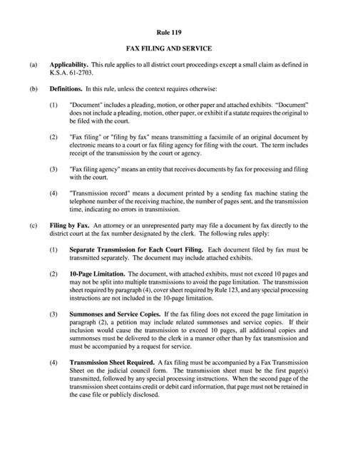 Fillable Online Kscourts Rule Fax Filing And Service A