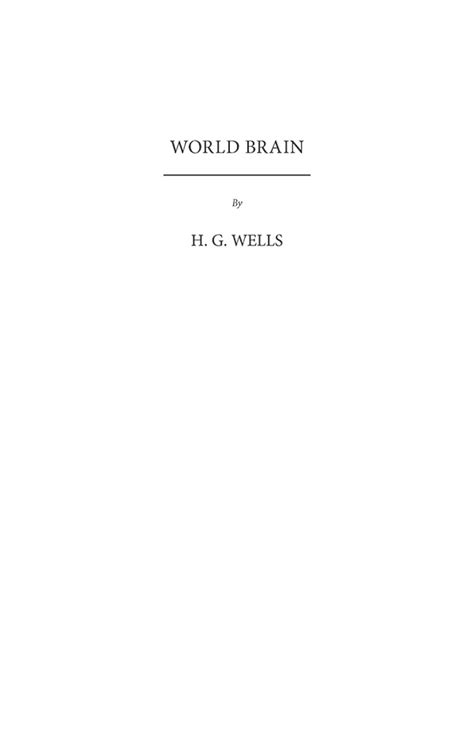 World Brain By H G Wells