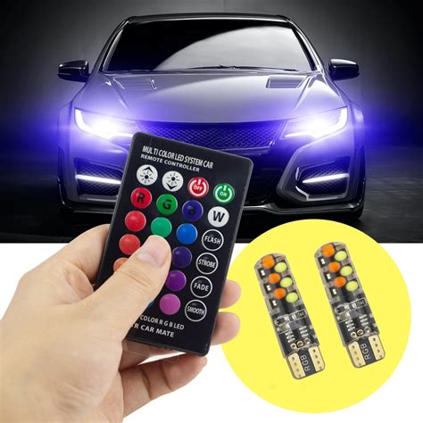 2PCS RGB T10 194 168 W5W Led Remote Controller Car Dome Reading Light