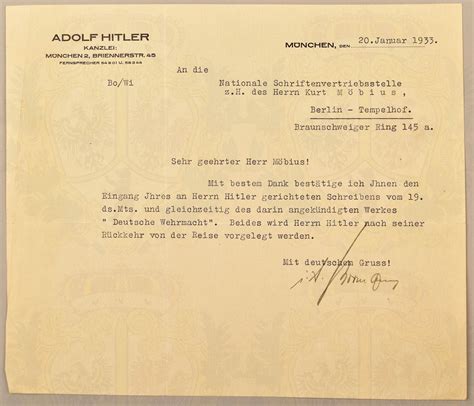 Lot Autograph Of Hitlers Adjutant Albert Bormann Berliner