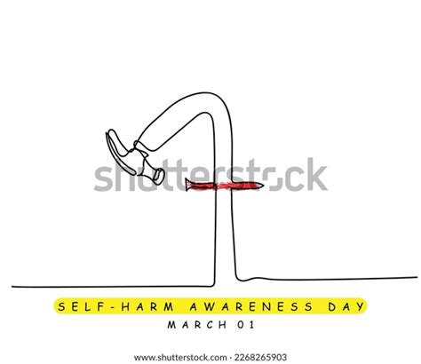 Continuous Line Art Self Harm Awareness Stock Vector (Royalty Free ...