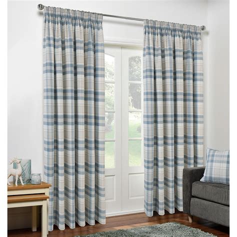 Divante Highbury Blue Check Curtains 229cm Wilko