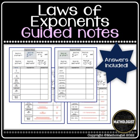 Exponent Rules Laws Of Exponents Guided Notes Made By Teachers