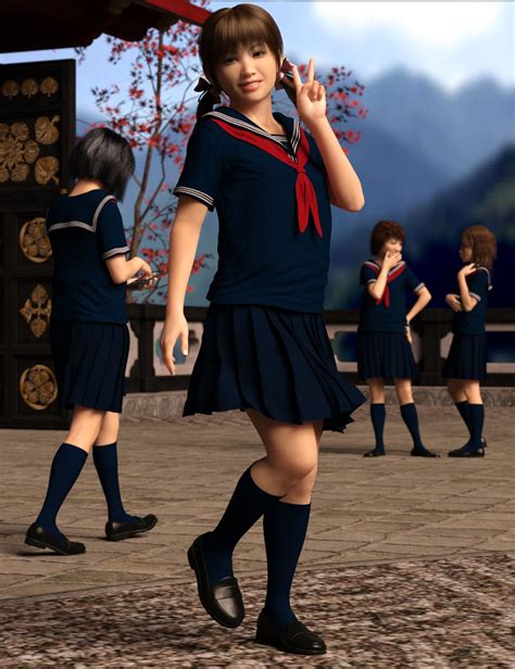 Dforce Japanese Sailor Girl Outfit For Genesis 8 Females Dforce