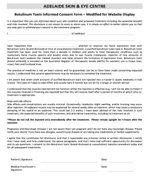 Fillable Online Botulinum Toxin Informed Consent Website Copy Fax