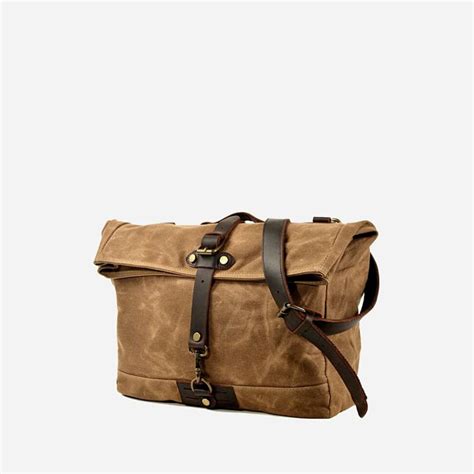 Grande Sacoche Besace En Toile Enduite Et Cuir V Ritable Sac Bandouli Re