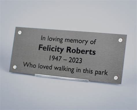 Lasered Stainless Steel Memorial Bench Plaque - Brunel Engraving