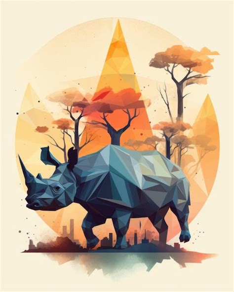 Premium Ai Image Digital Art Of Rhino Selected For Earth Day