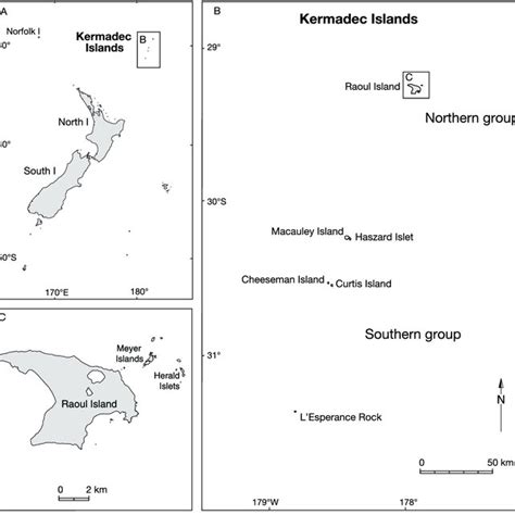 The Kermadec Islands. A. Location of the Kermadec Islands in relation ...