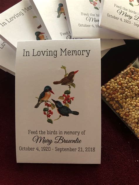 Funeral Favors Personalized Memorial Bird Seed Packets In Etsy