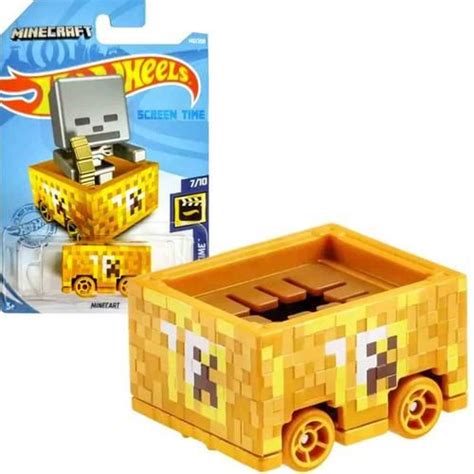 Hot Wheels Carrinho Minecraft Minecart HW Screen Time Mattel GRX95 Carrinho De Brinquedo