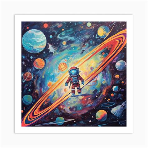 Astronaut Illustration Kids Room 2 Art Print by Celestial Odyssey - Fy