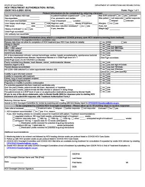 Fillable Online Cphcs Ca Cdcr Hcv Treatment Authorization