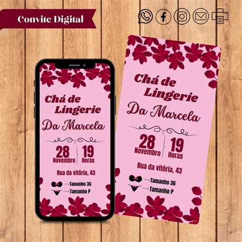 Convite Digital Chá de Lingerie Elo7 Produtos Especiais