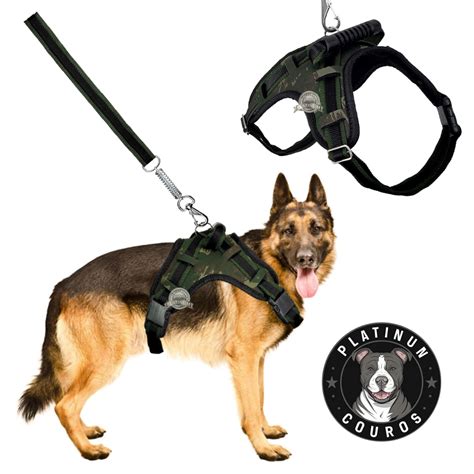Peitoral Para Cachorro Com Regulagem No Pescoço E Tronco - Peitoral Coleira Com Guia Cão Cachorro Com Regulagem | Shopee Brasil