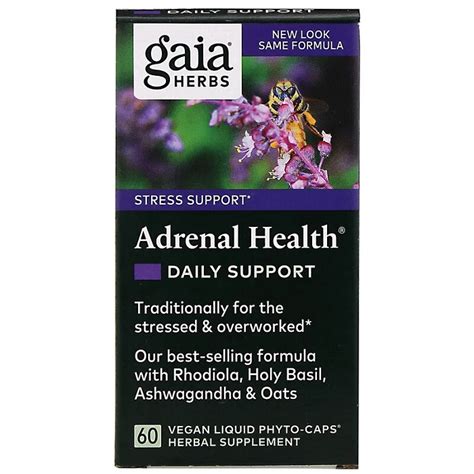 Gaia Herbs Adrenal Health Daily Support 60 Vegan Liquid Phyto Caps