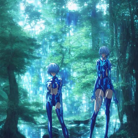 Rei Ayanami Male Anime Character In The Woods Fractal Liminal Space