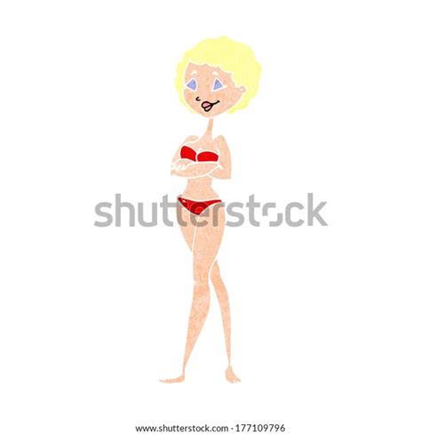 Cartoon Retro Woman Bikini Stock Vector Royalty Free 177109796