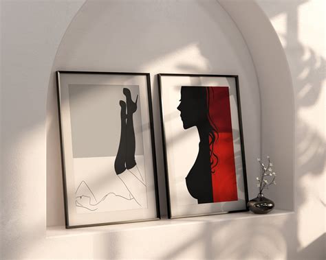 Feminine Line Art Print Sensual Nude Black And White Ready To Hang