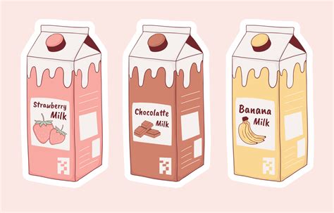 Colorful Hand Drawn Cute Milk Stickers Collection 6792014 Vector Art At