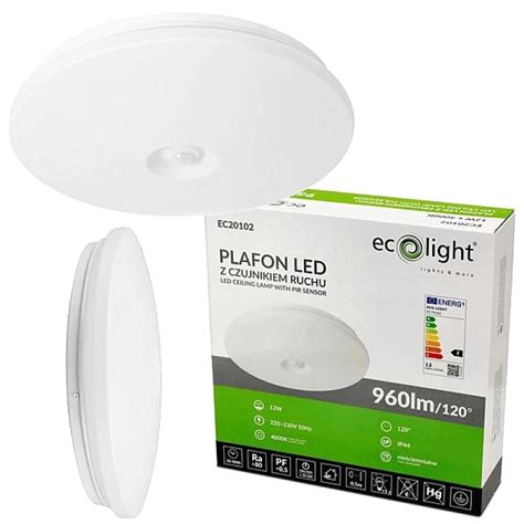 Plafon LED Z Czujnikiem Ruchu PIR 12W 960lm IP44 4000K Lampa Na