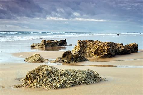 Arena Mar Ola Playa Verano El Cielo Piedras Rocas Apuntalar