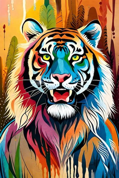 Premium Ai Image A Tiger With A Blue Eye And Yellow Eyes Is Shown In