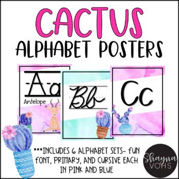 Cactus Alphabet Posters Cactus Cursive Alphabet By Shayna Vohs