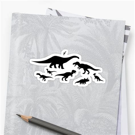 Black And White Dinosaur Pattern Sticker By Thekohakudragon Dinosaur