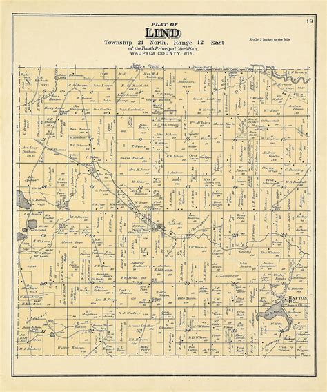 Map Of Lind Township Waupaca County Wisconsin Etsy