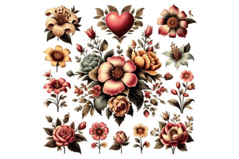 Vintage Valentine's Day Flower Clip Art Graphic by vectmonster ...