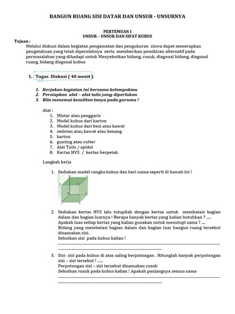 Lkpd Bangun Ruang Sisi Datar 11 Pdf