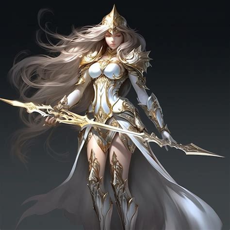 Premium Ai Image A Female Knight With A Sword And Shield