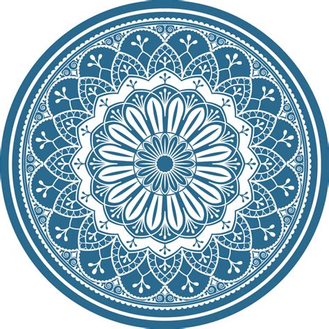 Tapis Vinyle Ethnique Grand Mandala Sur Bleu Tenstickers