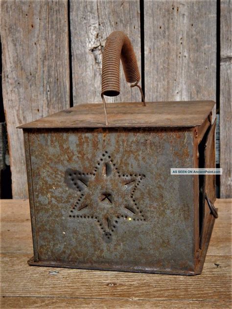 Early Antique Primitive Punched Tin Star Foot Warmer Aafa Th C