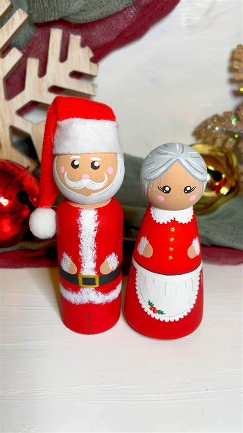 Mr And Mrs Claus Peg Doll Set Santa Mrs Claus Christmas Christmas Gift