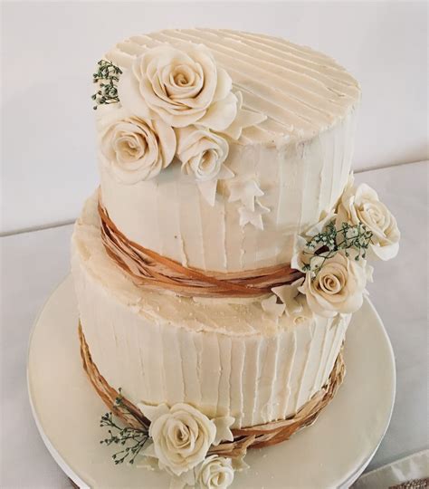 Ivory Chocolate Ganache Covered Rustic Wedding Cake